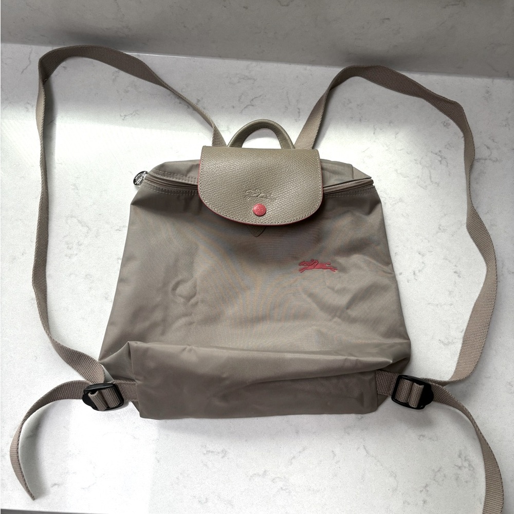 Longchamp nylon backpack - gray/tan